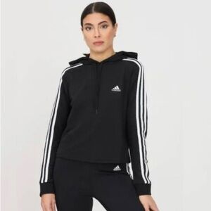 Adidas Black and White Hoodie Sweatshirt Size Small